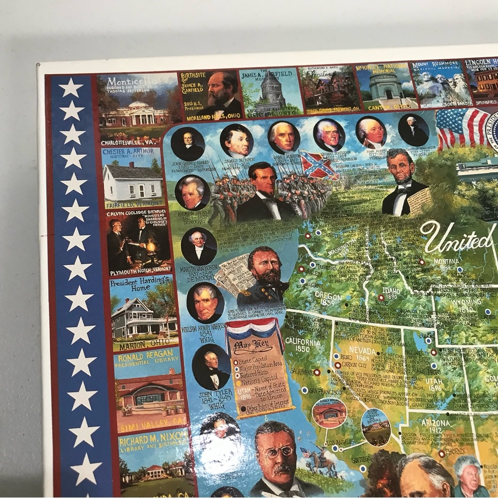NEW White Mountain Puzzle 1000 PC US Presidents Historical Facts Jigsaw 1999 USA - Picture 7 of 10
